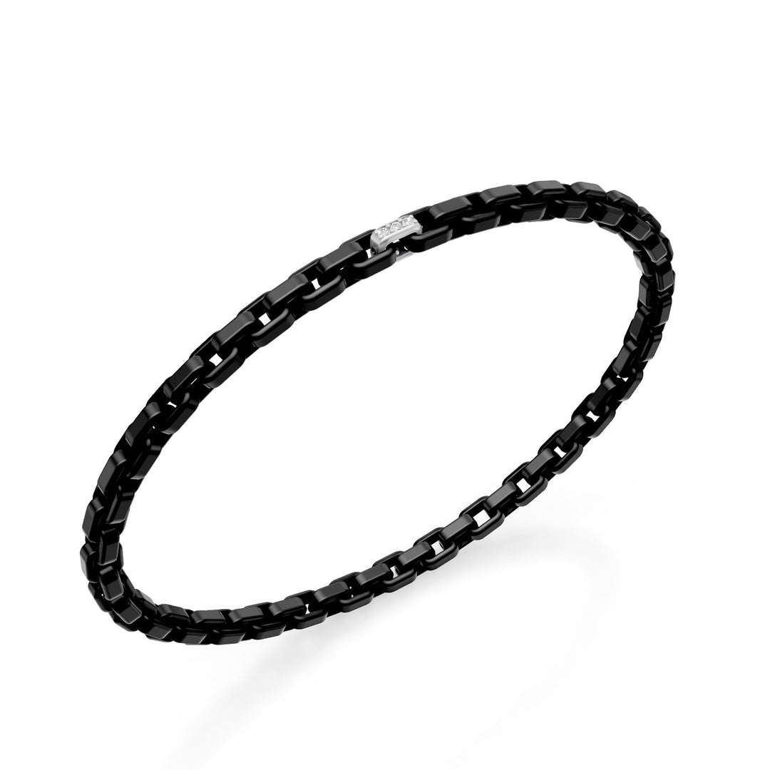 Golay black titanium bracelet, with a platinum pave insert, square link, 18 cm GBR033E1PTDINE-180
