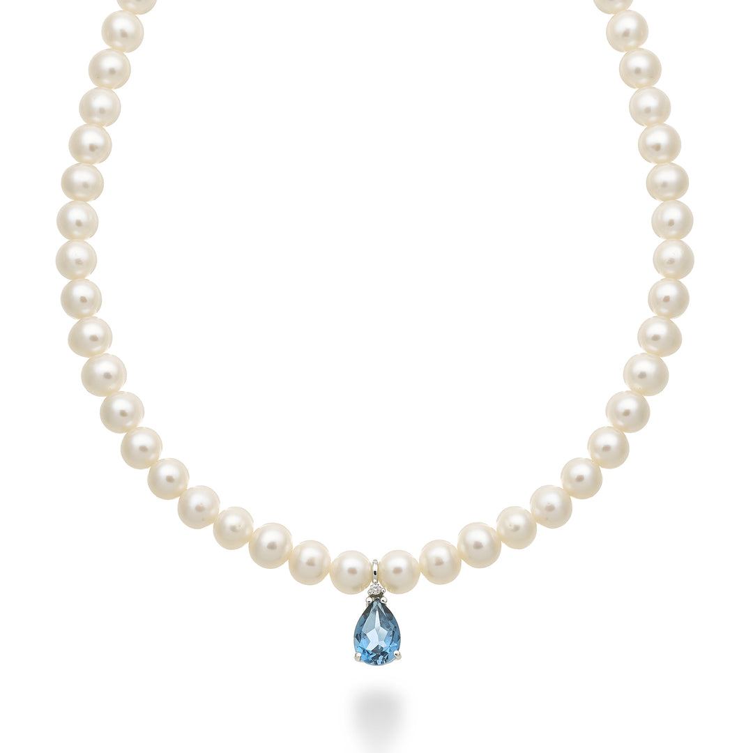 Nihama cl 18k fw 6/6.5 london blå topas drop 10x7 ct.2.30 diam. 0,02 ct fjederring NC1577O4TPBL60