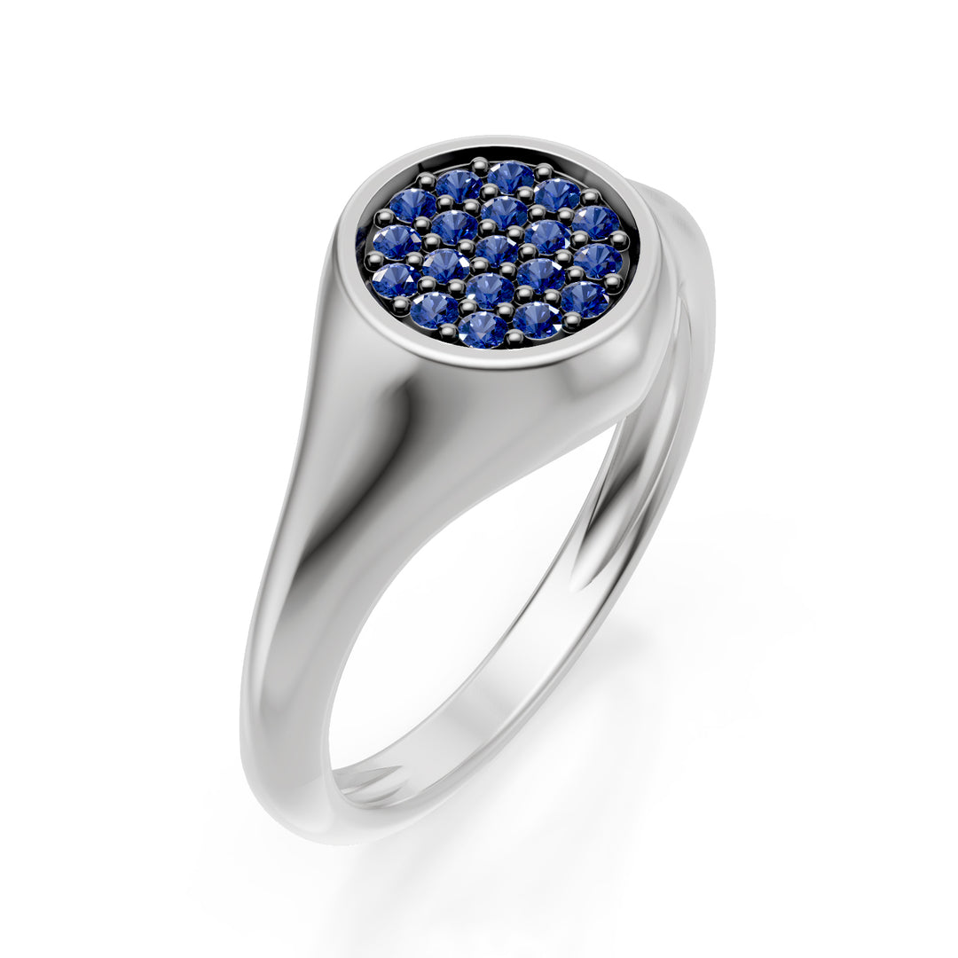 World Diamond Group rund pinky ring størrelse 10 med hvidguld safirer ACH001ZBB