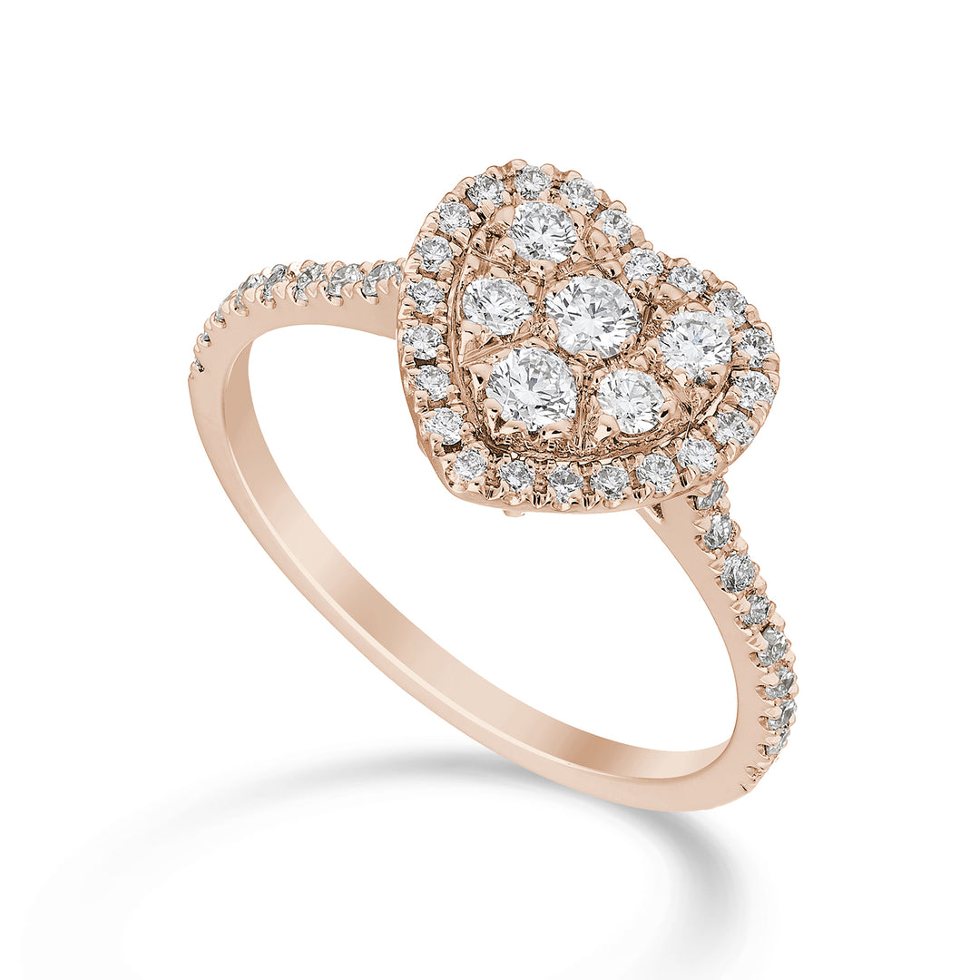Golay multi-stone heart ring, rose gold embedded shank AMPC003DIR-23095110028