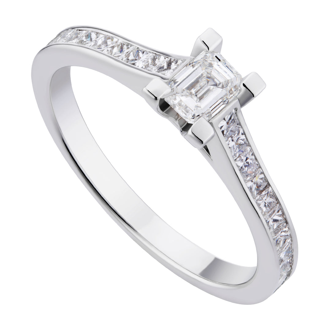 World Diamond Group Solitär mit Smaragd- und Prinzessschliff am Schaft ASLFME001DI-18263110065
