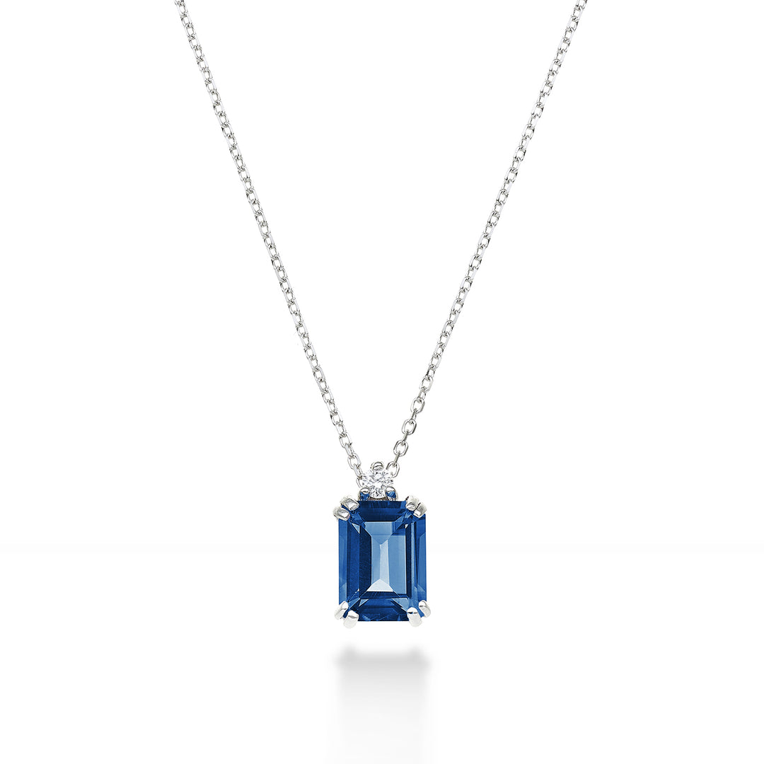 Nihama cl 18k oktagonal London blå topas 7x5 ct.1,20 diam. ct.0,025 NPCL090DITPBL2O4