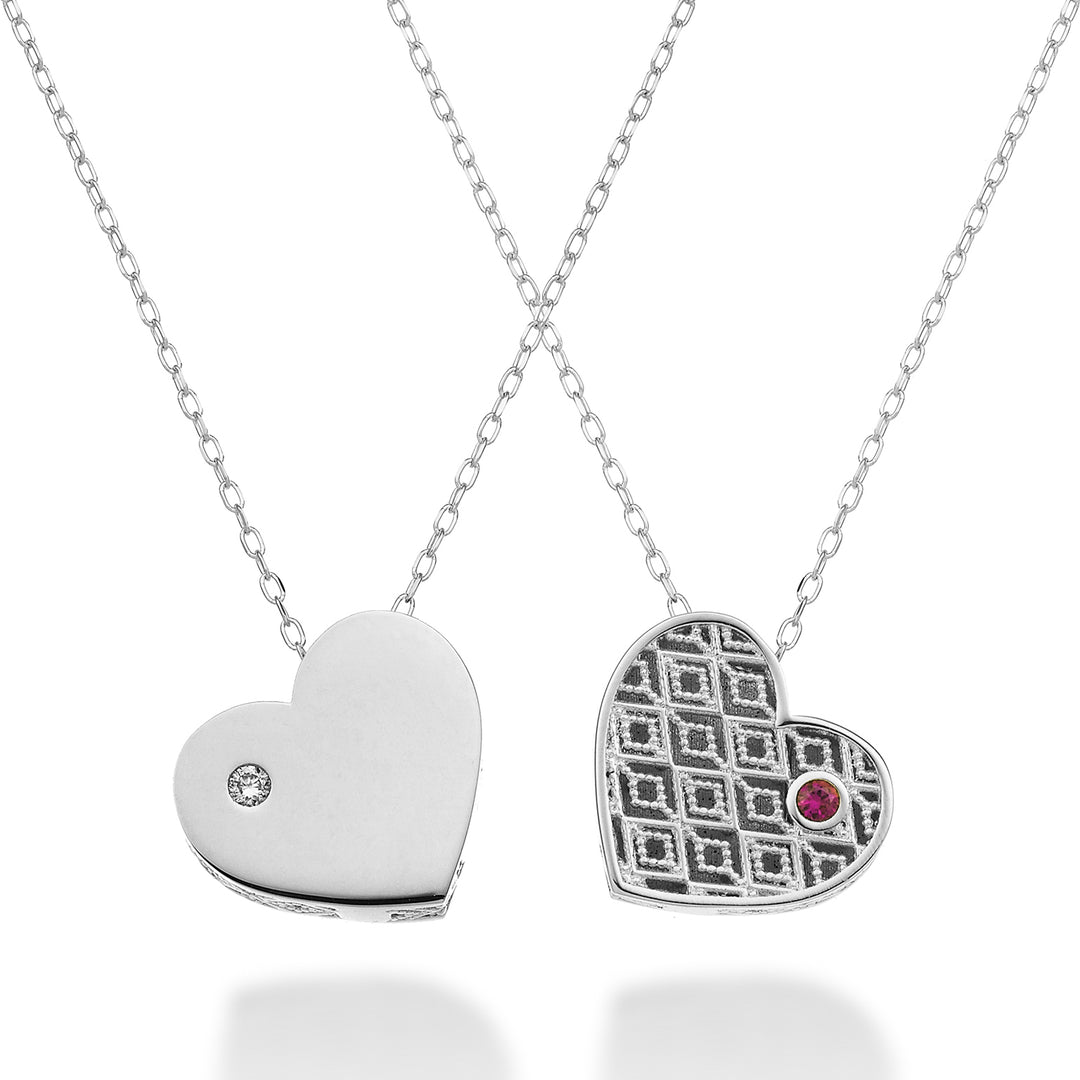 Nihama cl 18k medium hjerte den ene side poleret hvidguld diam. 0,01 ct rubin 0,01 ct NDHEARTMLO4
