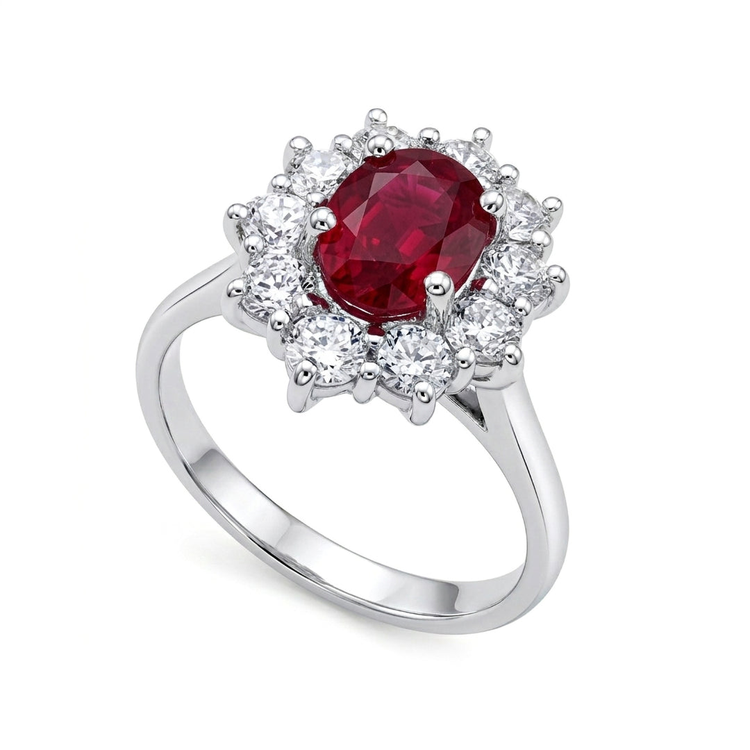 Golay oval rubinring 7x5 kontur 10 diamanter ACLC102DIRU57-23097110025