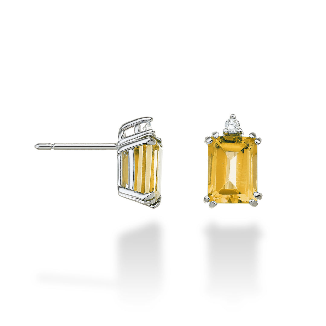 Mikiko oder 18k achteckiger Citrin 8x6 ct.2,60 Durchm. ct.0,06 MOCL090DICITR3O4