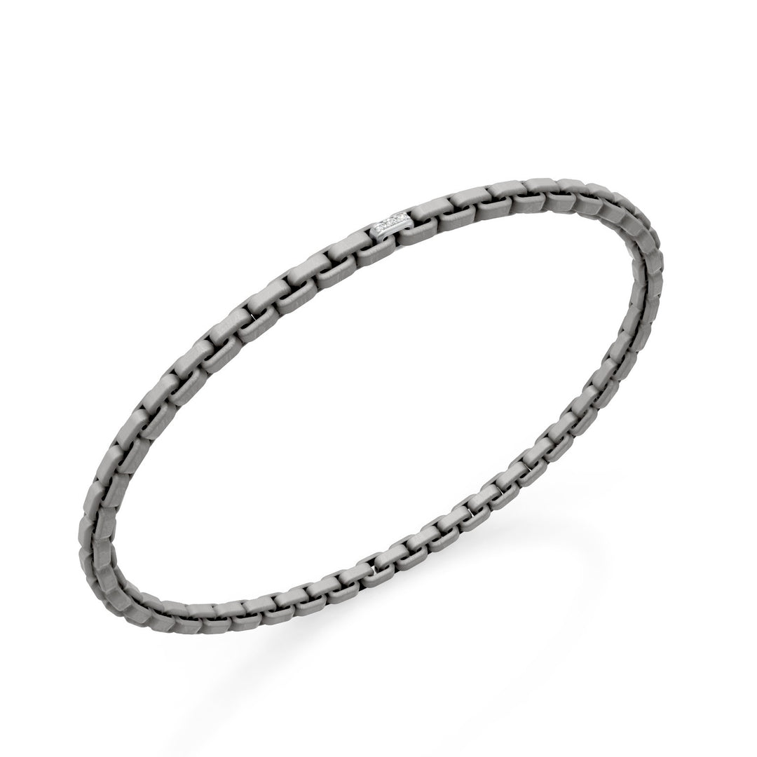 Golay grå titanium armbånd, med en platin pave indsats, firkantet led, 18 cm GBR033E1PTDIGR-180