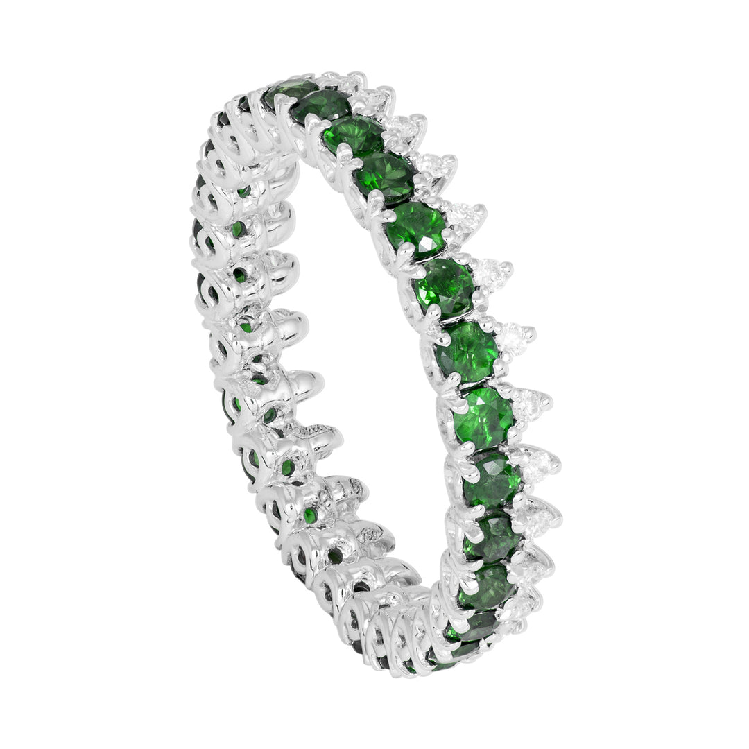Golay ring with diamonds and emeralds ADG015SMDI-18302110009