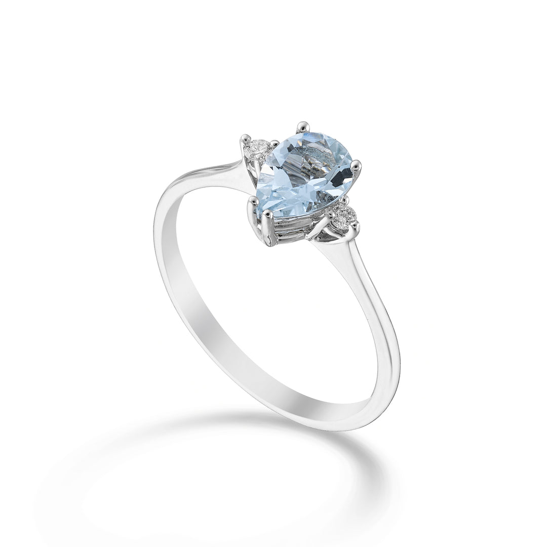 Nihama an 9k aquamarine drop 7x5 and side diamonds NA5216R4AM