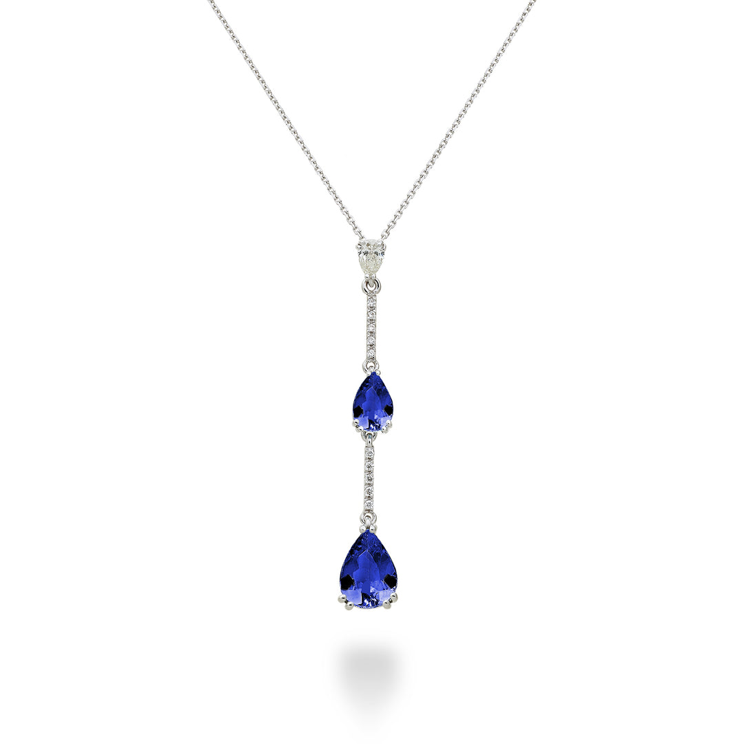 Golay tanzanite hänge halsband med skalära droppar och stänger PCL195DTZP68-23072110047