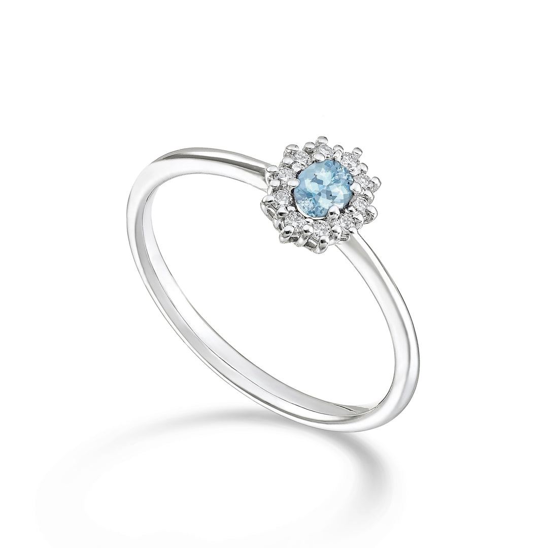 Mikiko en 9k oval akvamarin 4x3 ct.0,14 diam. ct.0.08 MA5166R4AM