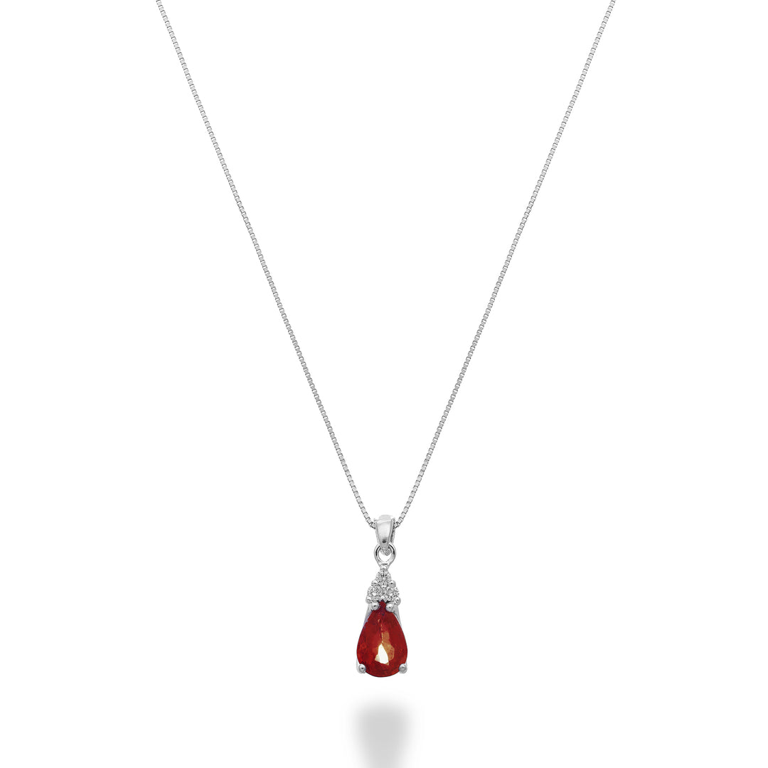 Nihama cl 9k ruby ​​n. 6x4 droppe med tre diamanter ND5192R4RBN042