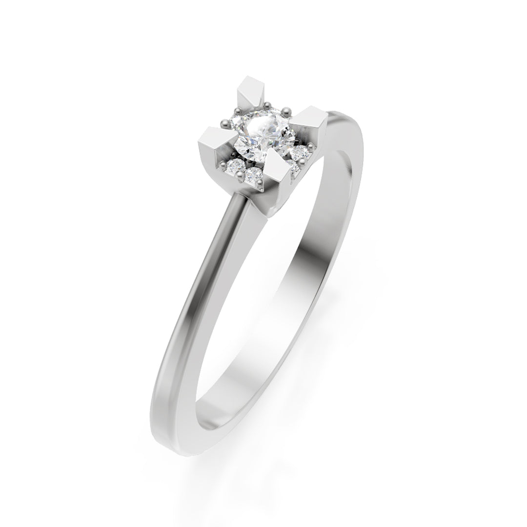 Ring der World Diamond Group, Diamanten zwischen den Zinken, Schaft LIS CEN.0,18 ct ASL00XDI020-25027110067