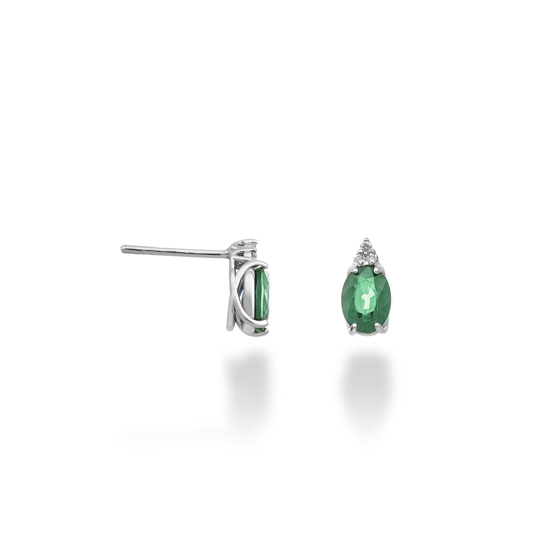 Nihama oder 9k ovaler Smaragd 7x5 und drei Diamanten NO5172R4BE