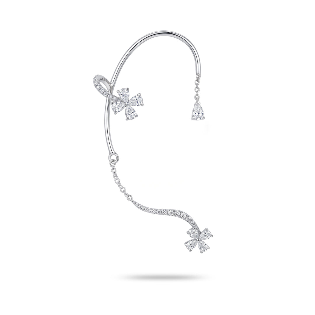 Golay ear cuff earring with flowers and curved bar, right OEC873DBDX-26118110154