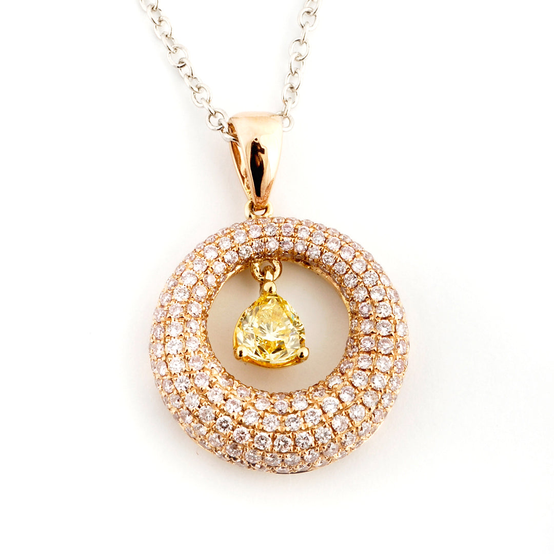 Golay pave + fancy + pink diamant rosa guld choker (kat G4SWPE055-10137000019