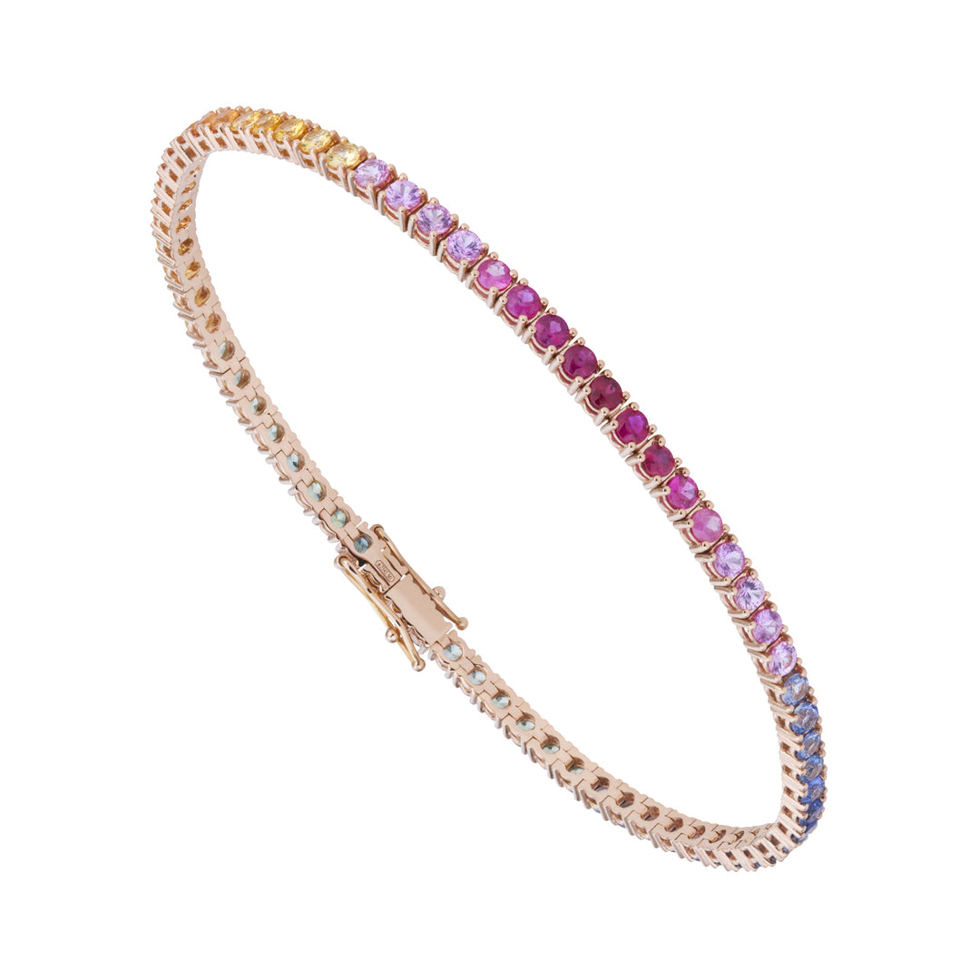 World Diamond Group 9k guld flerfärgad safirtråd tennisarmband BTF001ZBMC2-375-25042110051