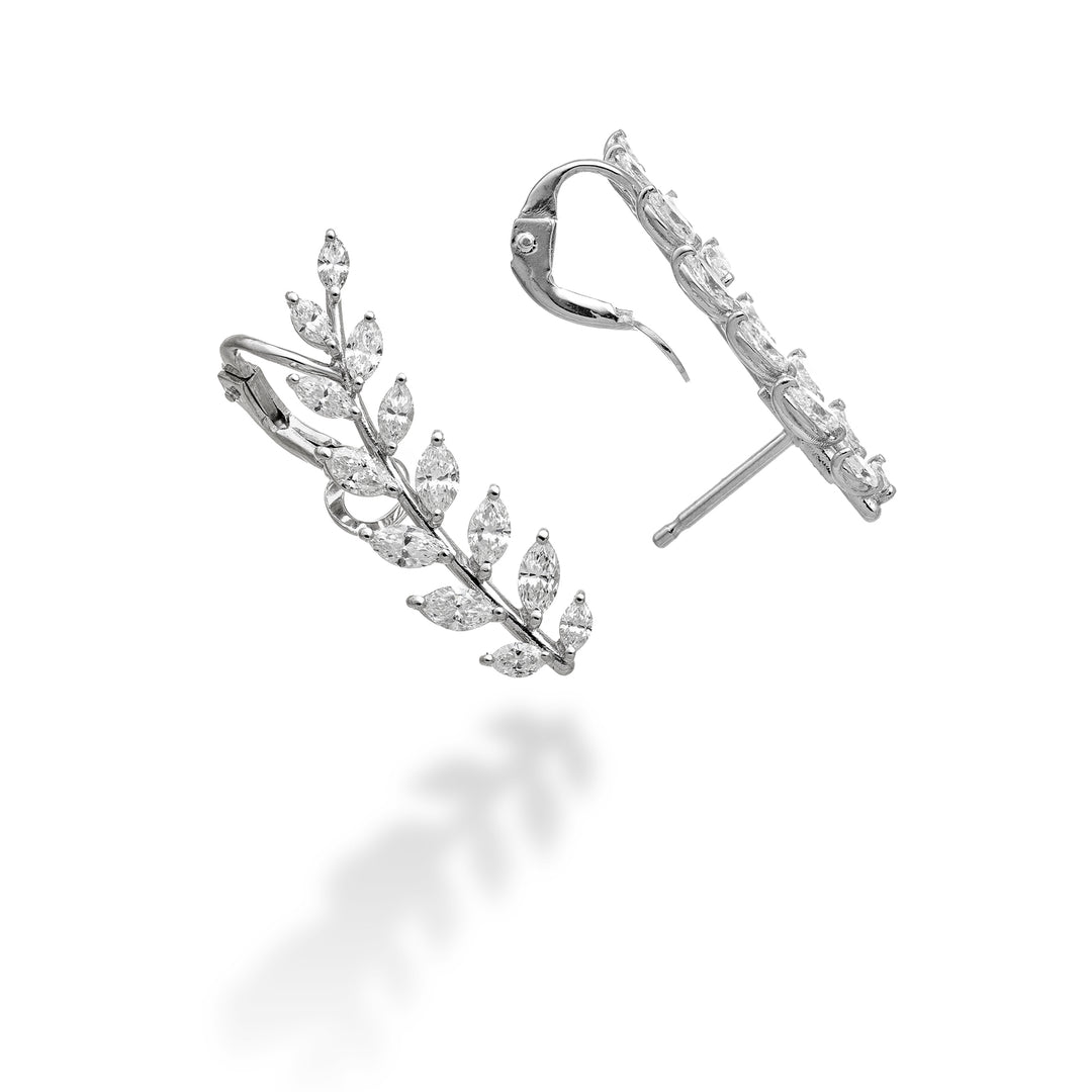 Golay olive tree mono earring with marquise, white gold, right OD839DBDX