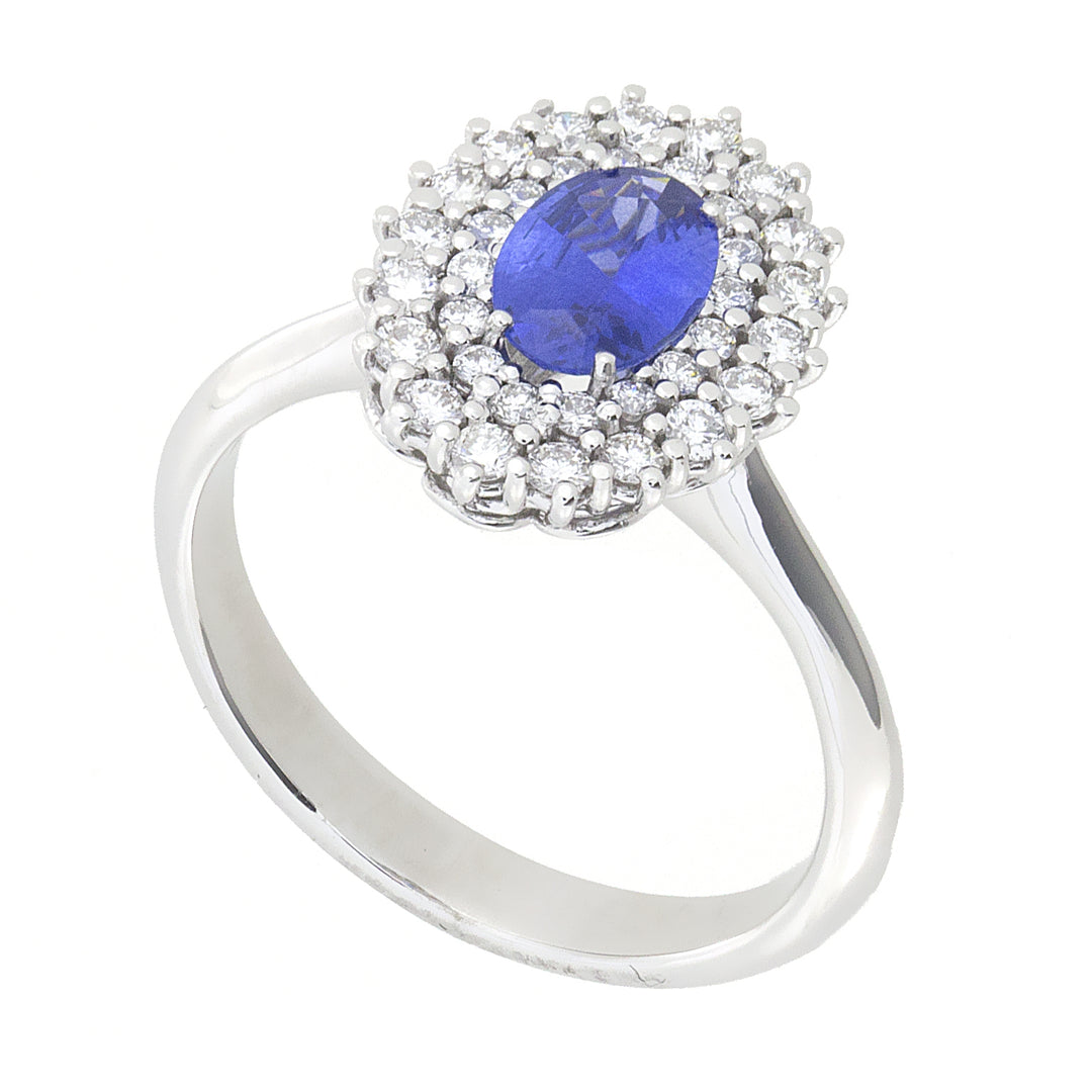 Golay 7x5 oval sapphire ring with double contour ACL008WDIZB-16015110050