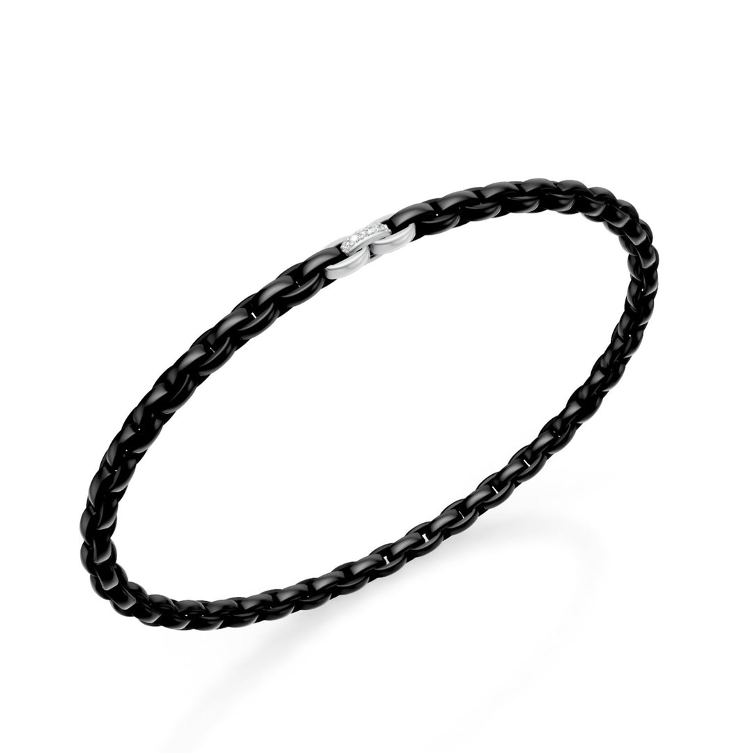 Golay svart titanarmband, med tre platina-insatser, varav endast den centrala är satt med diamanter, oval länk, 19cm GBR034E3APTDINE-190