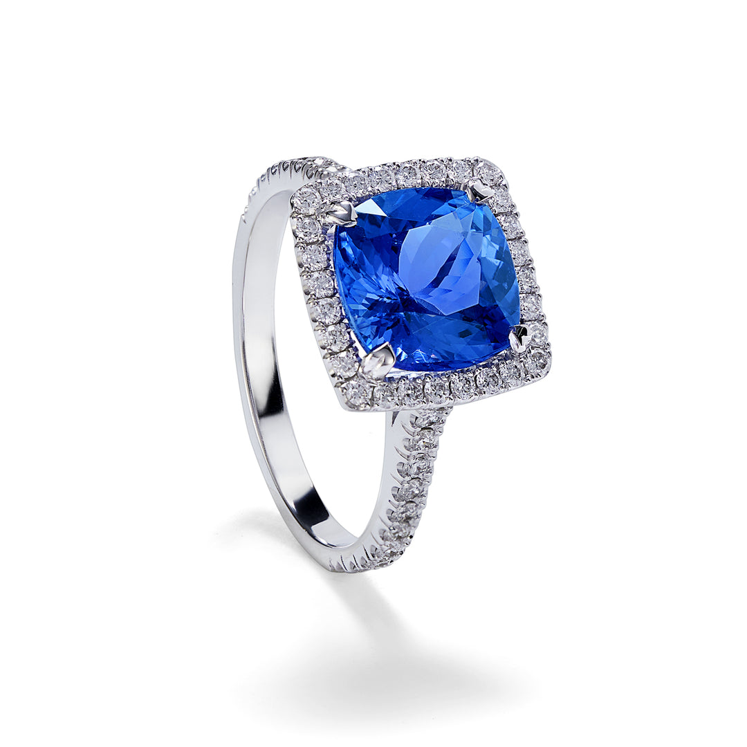 Golay diamant- och tanzanitring 7x7 kudde ACLC099DITZ77-25059110081