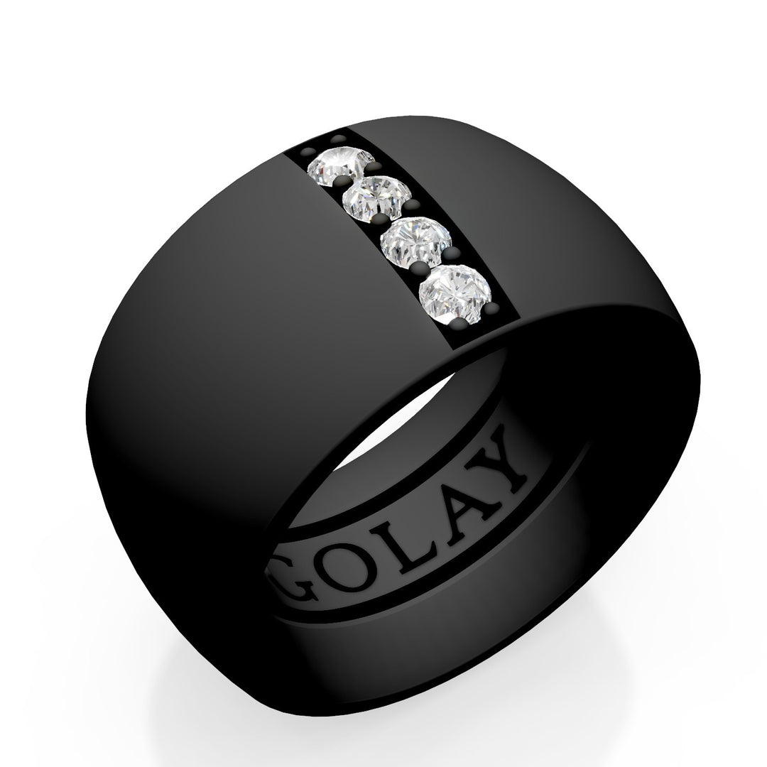 Golay band ring in black titanium texture fabric, size 14, with internal spring for reduction GAN028DINETX-14