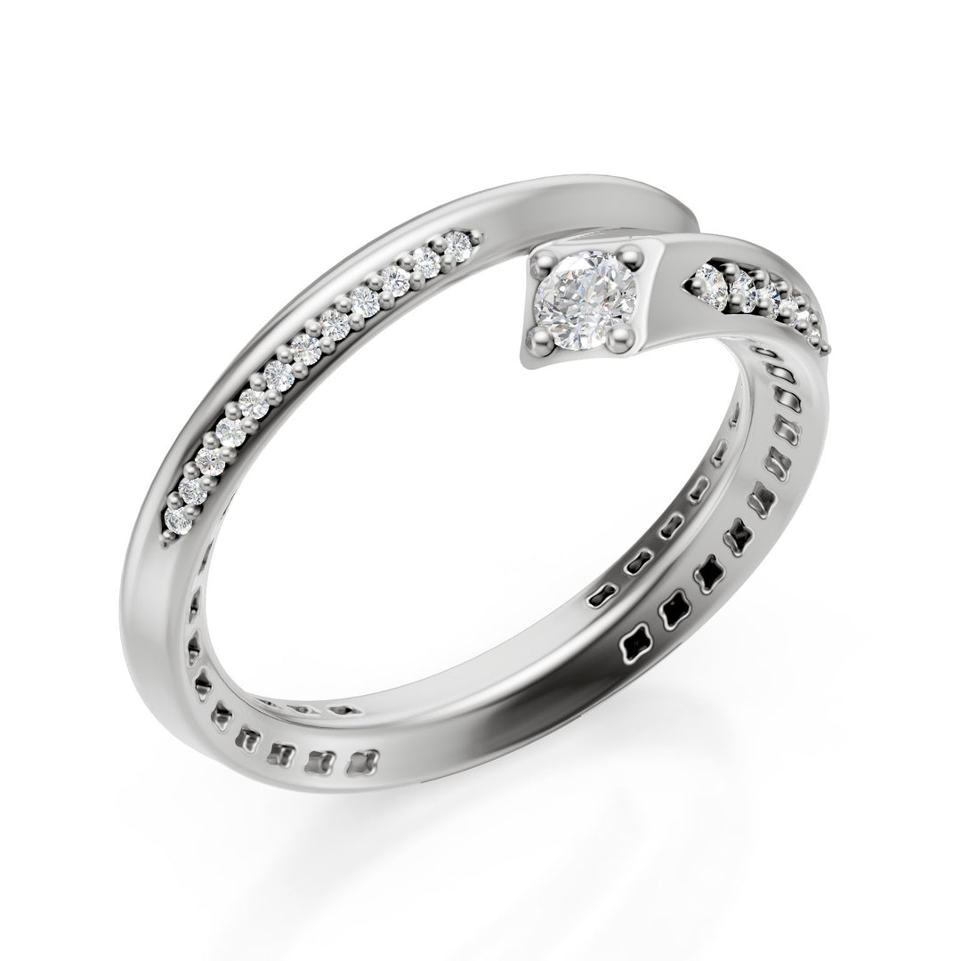 Golay central vitguld spiralring 0,09ct AF050BDI-24270110076