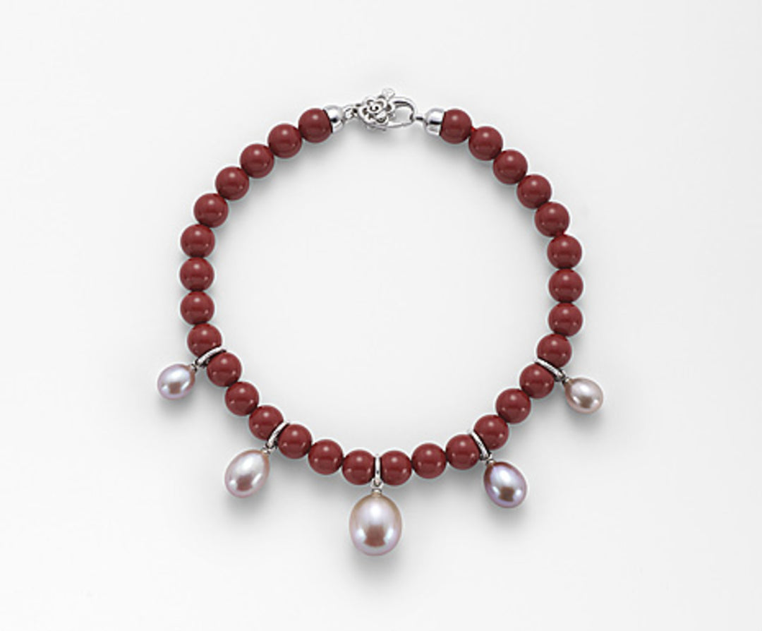 Mikiko br ag925 fw mu drop 5,5/6 6,5/7 8/8,5 red coral agglomerate 6mm MB7372A4COROSSO