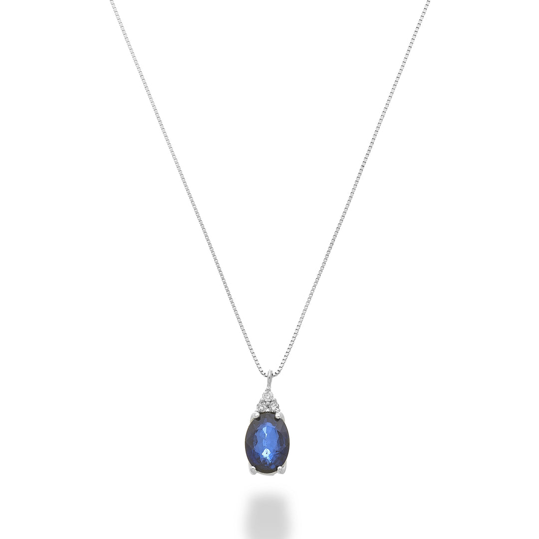 Nihama cl 18k oval safir 7x5 med tre diamanter ND5189O4ZFD