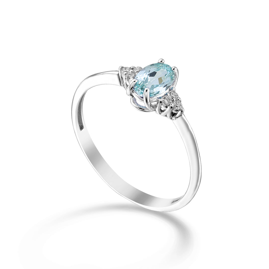 Mikiko, ein 18 Karat ovaler Paraiba-Turmalin 6x4 und seitliche Diamanten MA5211O4PAR