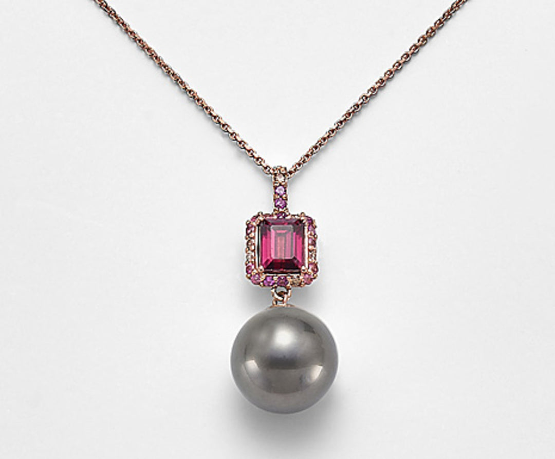 Nihama cl 18k sspb 11/12 ct.0,06 diam brun, rosa turmalin och rhodolit ND0984O3SANE110