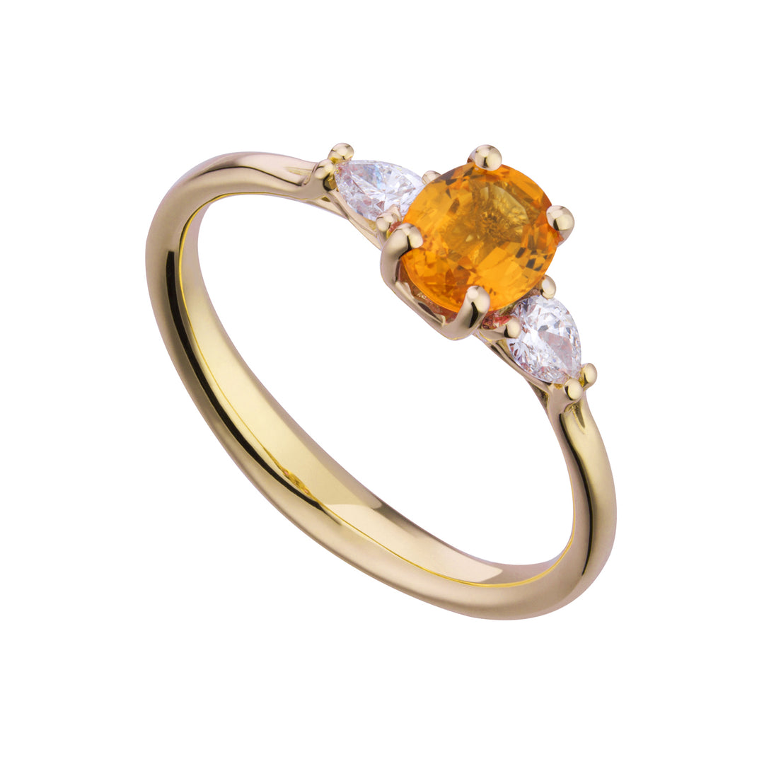 Golay oval gul safirring 6x5 og goc lat diamanter ACL202DIZY-21053110039