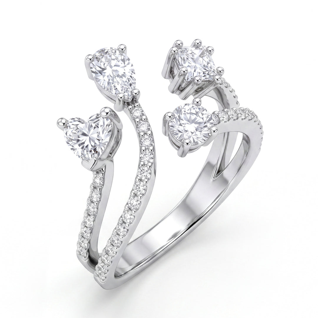 Golay-ring med fire diamanter og diamanter på skaftet AMP664DB-26119110162