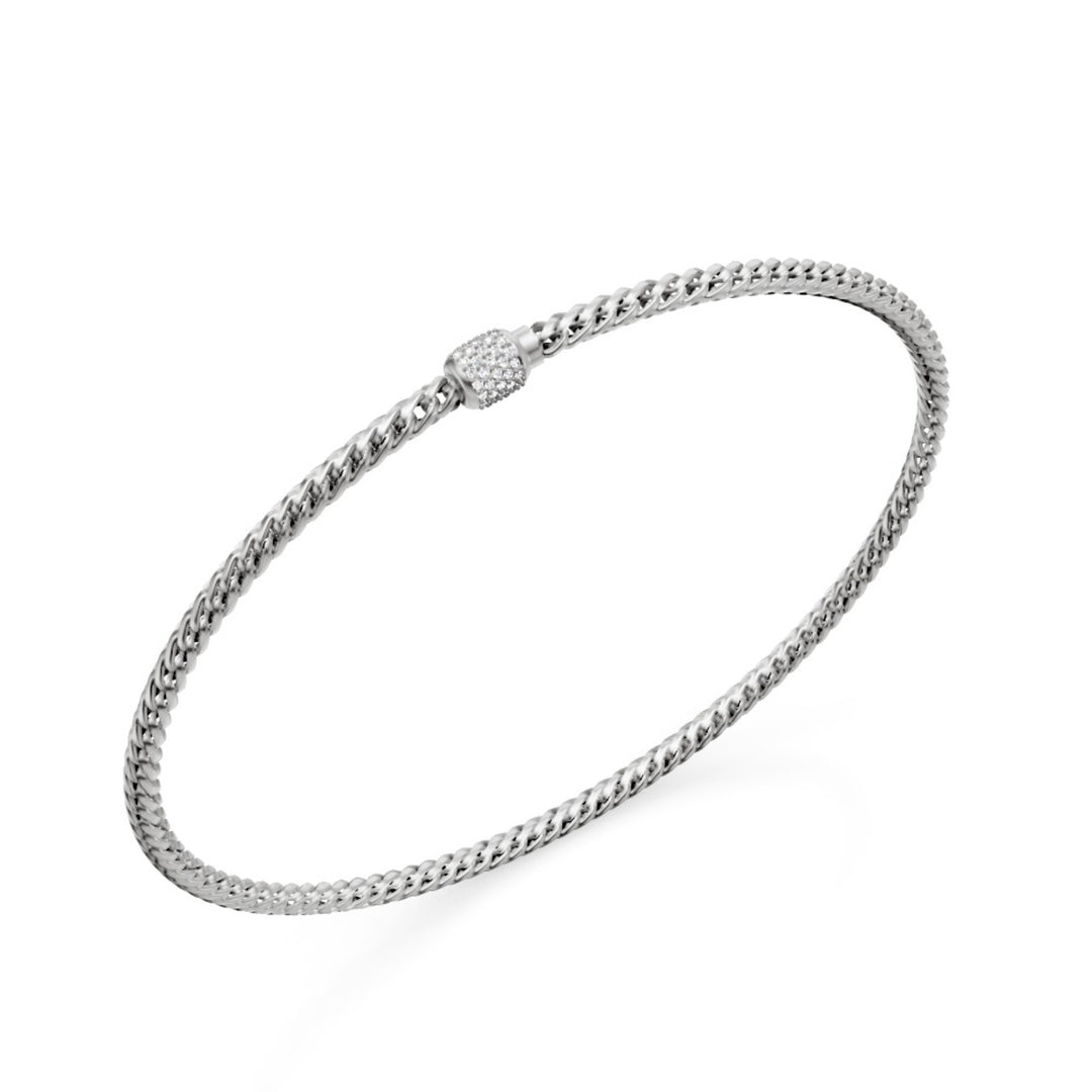 Golay mjukt böjda länkarmband, i 18kt vitguld och satt lås med diamanter, 18,5 cm GBR003O4DIBI060-185