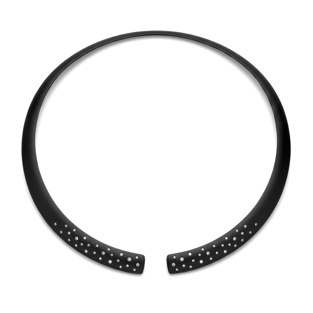 Golay-Halskette aus schwarzem Titan und Diamanten an der Öffnung, Sterneneffekt GD019DINE