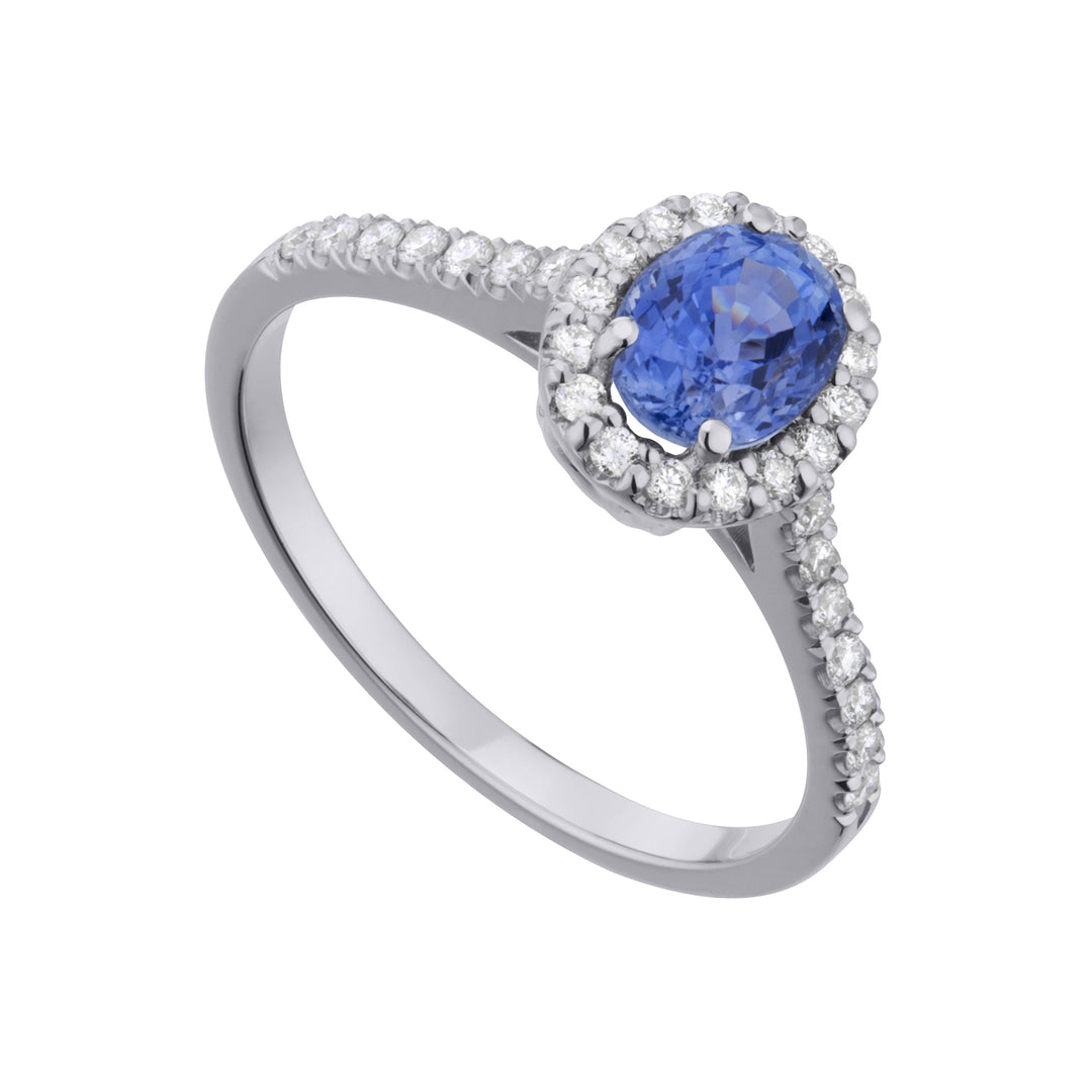 Golay diamantring med oval blå safir 5x6 ACLC200DIZB-21049110007