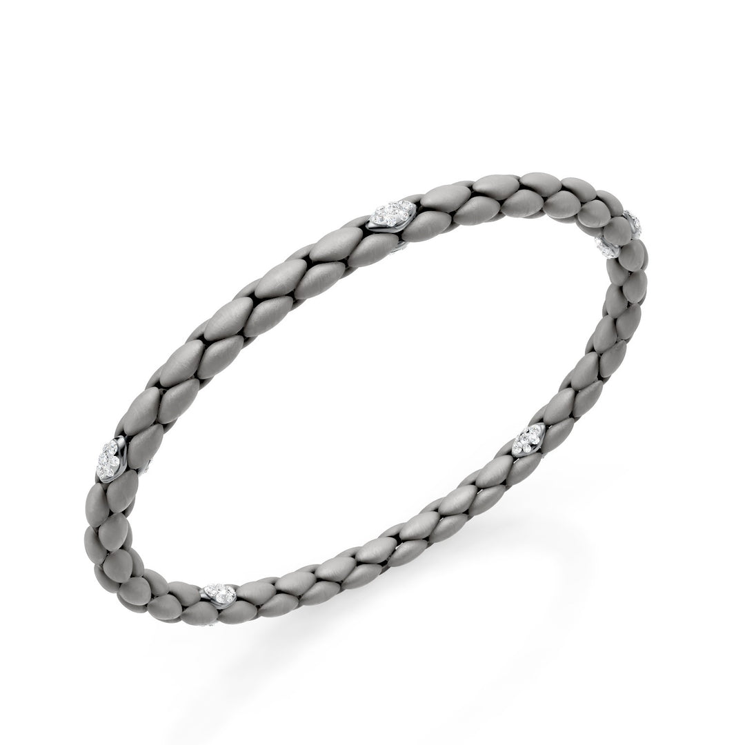 Golay gray titanium bracelet, with 5 pavetized platinum inserts, herringbone link, 17cm GBR032E5PTDIGR-170
