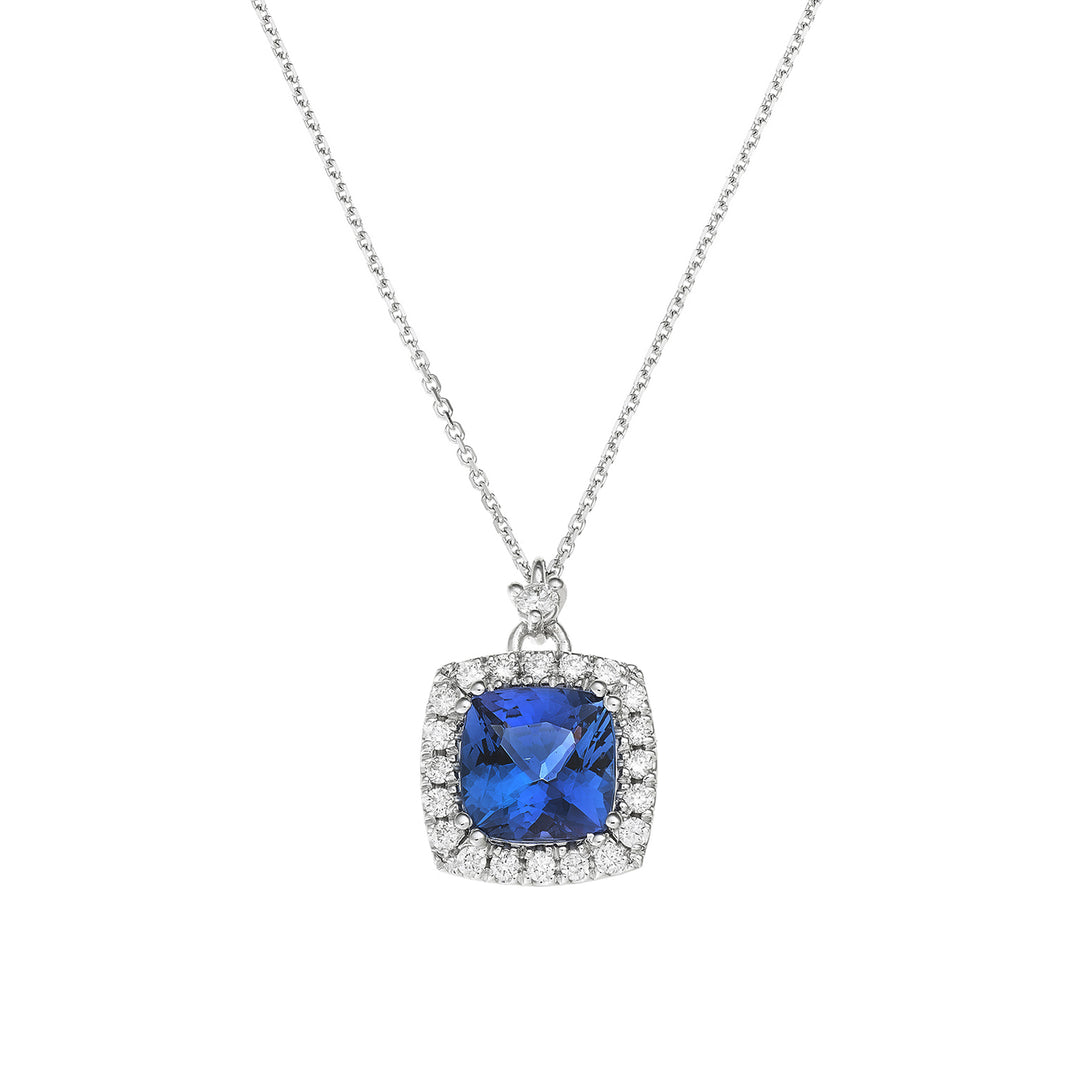 Golay tanzanite kudde halsband 7x7 och diamanter PCL076DITZ77-26156110188