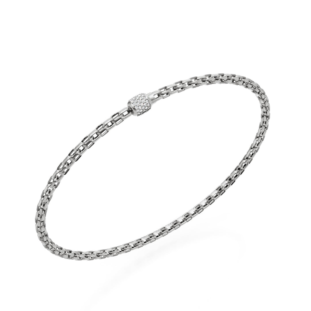 Golay fyrkantigt mjuklänkarmband, i 18kt vitguld och satt lås med diamanter, 18,5 cm GBR004O4DIBI060-185