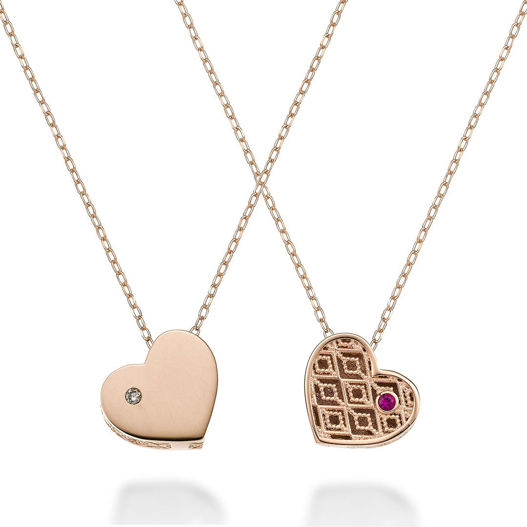 Mikiko, 18 Karat, kleines Herz, einseitig poliertes Roségold, Durchm. 0,005 ct Rubin 0,005 ct MDCUOREPLO3