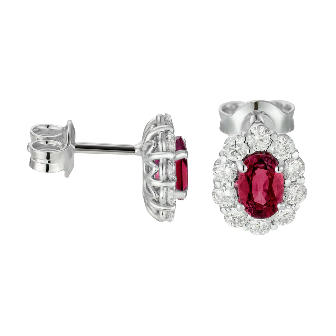 Golay 4x6 oval ruby earrings and diamonds OCL042DIRU-25143110241