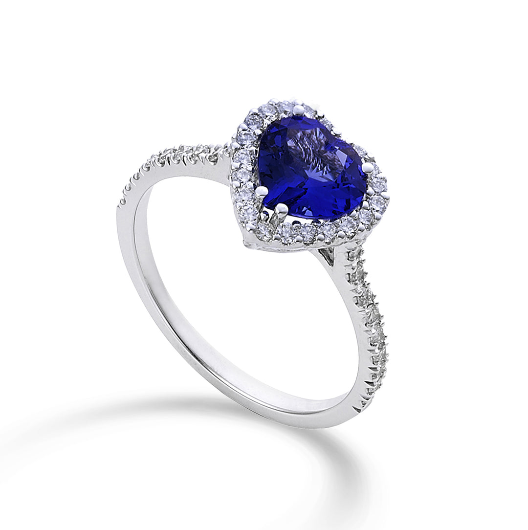 Golay tynd diamant- og tanzanitring 7x7 hjerteform ACLC061DITZ2-24088110091