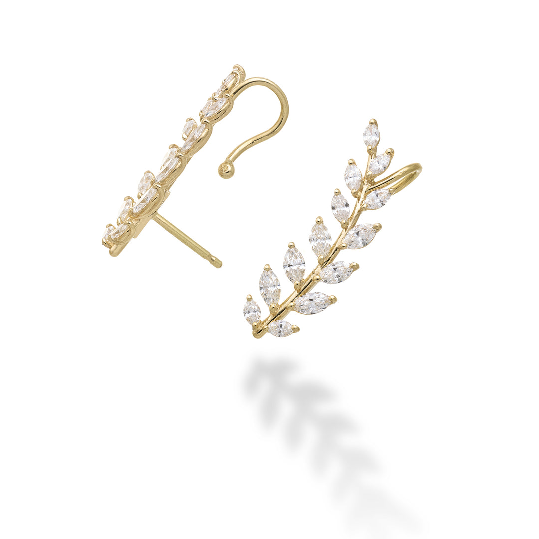 Golay Mono-Ohrring Olivenbaum mit Marquise, Gelbgold, links OD840DGSX-26062110081