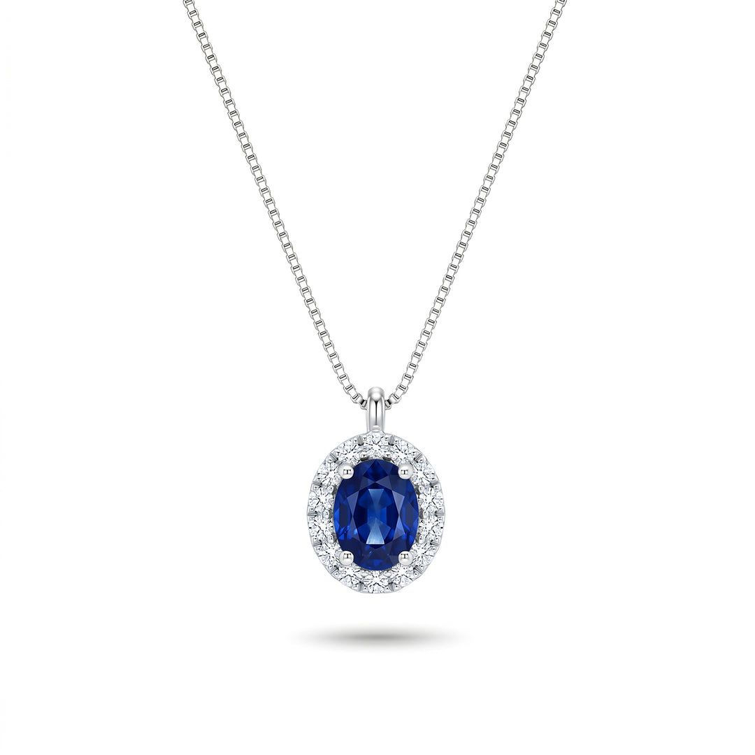 Nihama cl 18k oval safir 5x4 med diamantomslutning ND5202O4ZFN