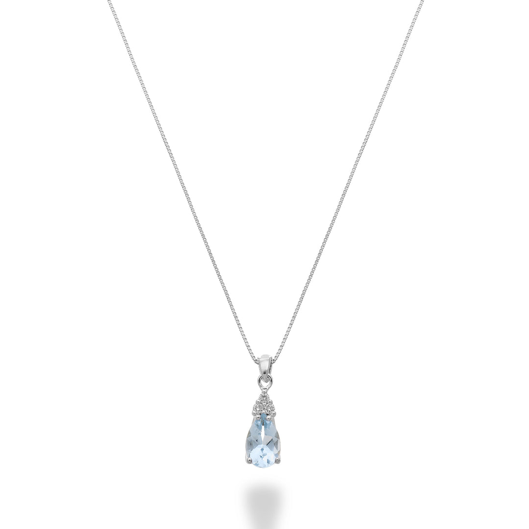 Nihama cl 9k akvamarin drop 6x4 med tre diamanter ND5192R4AM