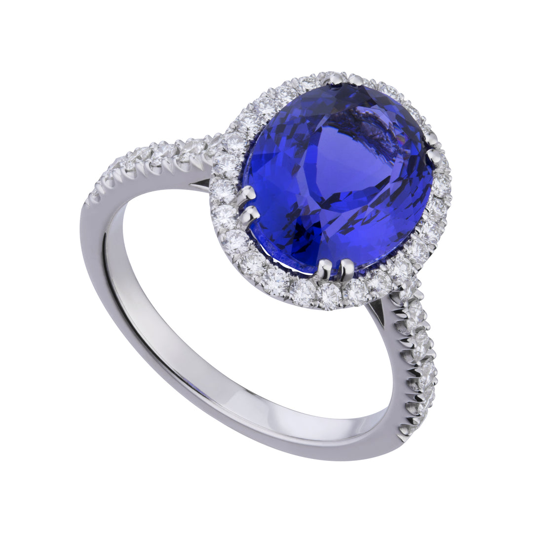 Golay oval tanzanit ring 10x8 og diamanter ACLC070DITZ6-22214110011