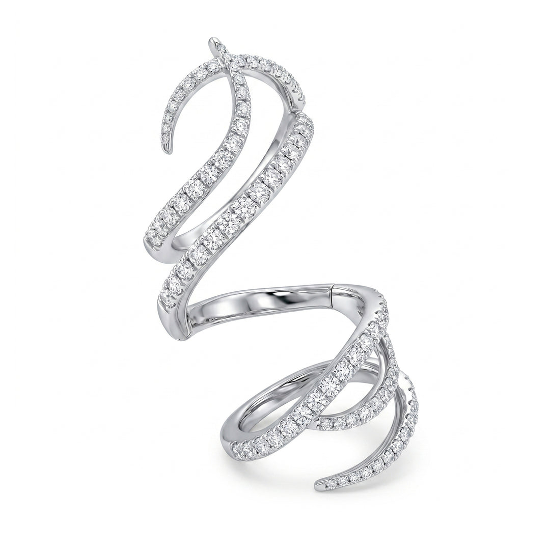 Golay snake ring with diamonds set in white gold ASNAKE16DB-26114110206