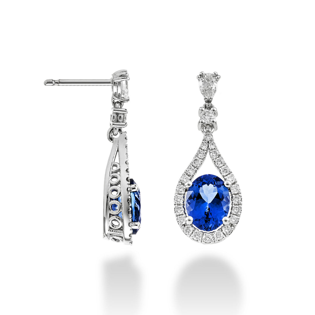 Golay tanzanite dropphängande örhängen ov 8x6 och diam OCLC136DTZ68-22334110032