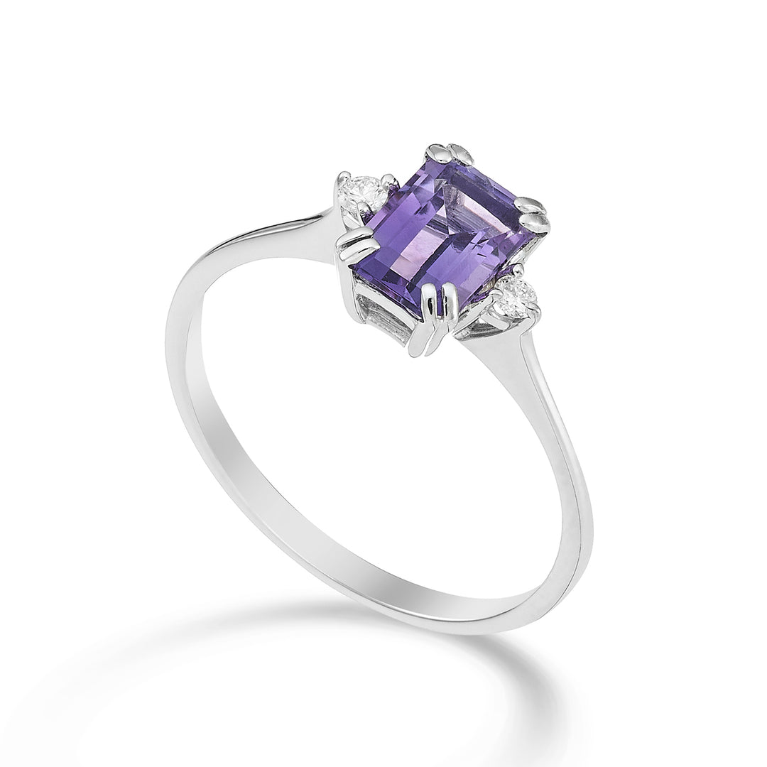 Mikiko en 18k oktagonal ametist 7x5 ct.0,90 diam. ct.0.05 MACL090DIAMET2O4