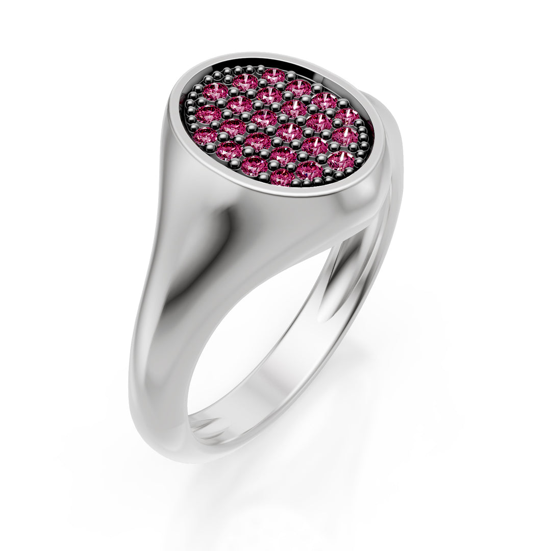 World Diamond Group oval pinky ring storlek 10 med z.rosa vitguld ACH002ZPB