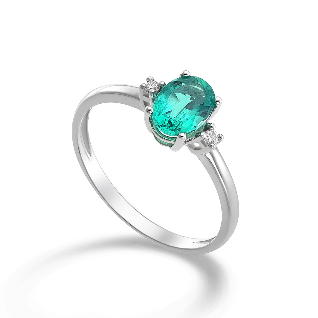 Nihama an 9k emerald n. oval 7x5 ct.0.80 diam. 0.03 ct NA5073R4SMN